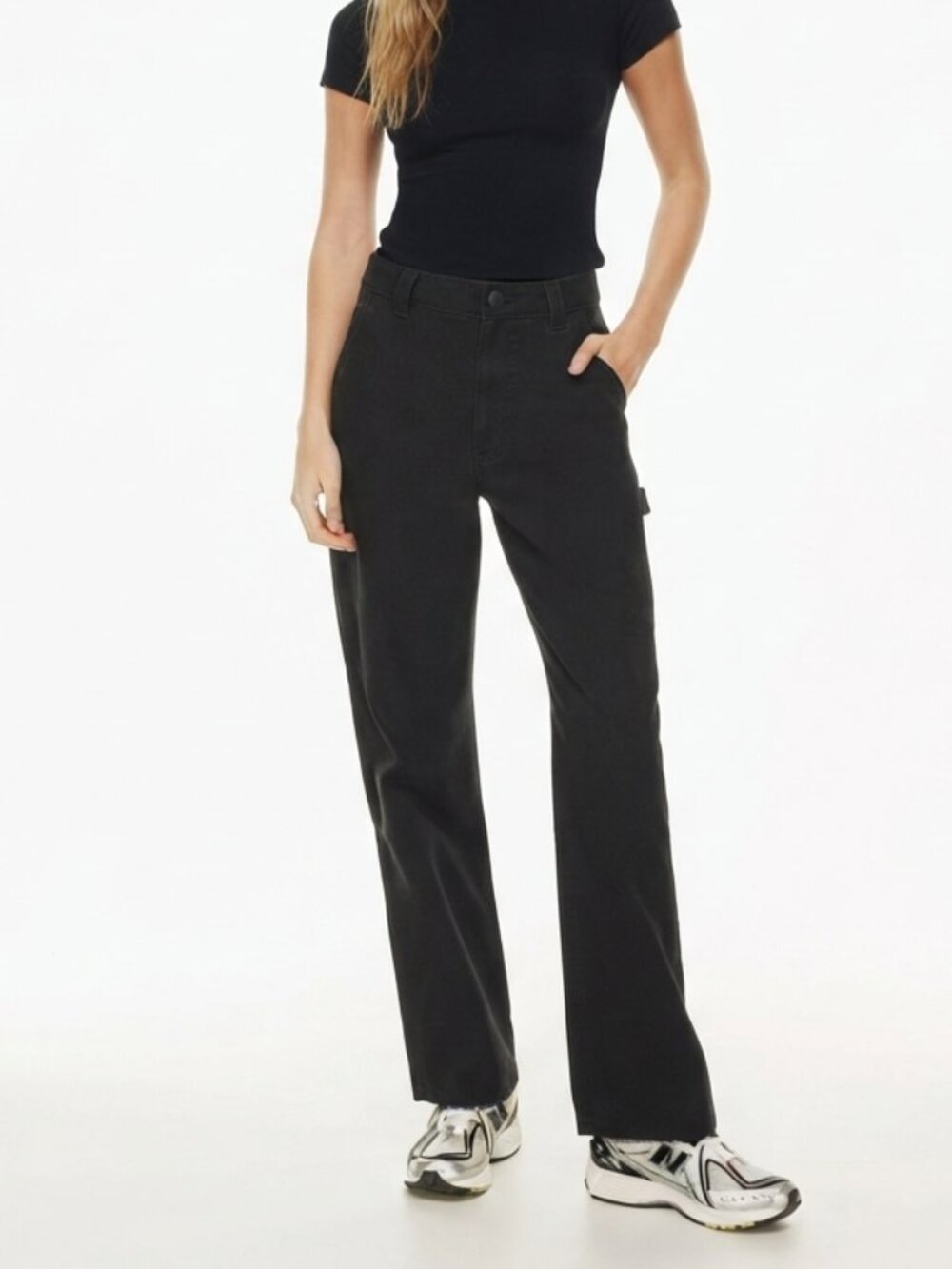 TNA Aritzia Black Greenwich High Waist Carpenter Pants Size 6 57221